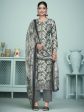 Aastha Fashion Women s Grey Muslin Digital Print with Resham Thread work Kurta with Trouser & Dupatta Online Sale