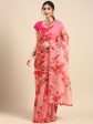 Anouk Pink Floral Printed Organza Saree Online Hot Sale