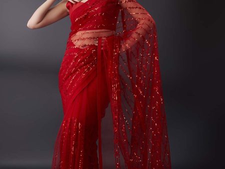 Anouk Sequinned Embellished Net Saree For Sale