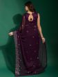 Anouk Purple & Blue Embellished Sequinned Saree Fashion