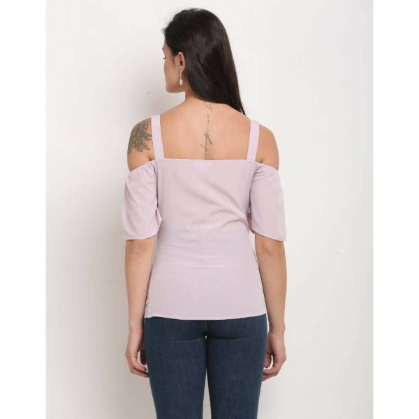 Aastha Fashion Women s Light Purple Polyester Solid Casual Top Supply