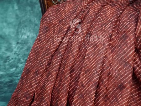 Dark Rust Colour With Leheriya Design All Over Semi Chanderi Saree By Gayathri Reddy Designer Studio Supply