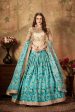 Aastha Fashion Women s Beautiful Sky Blue Sabyasachi Floral Digital Printed Organza Party Wear Lehenga Choli For Discount