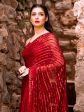 Anouk Red Embellished Sequinned Pure Georgette Saree For Discount