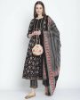 Aastha Fashion Women s Black Cotton Jaipuri Printed Kurta with Trouser & Dupatta For Cheap