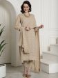 Aastha Fashion Women s Beige Georgette Floral Resham Thread with Cording & Crystal work Kurta with Trouser & Dupatta Cheap