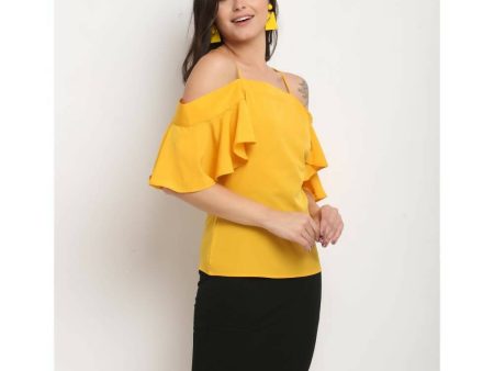 Aastha Fashion Women s Yellow Polyester Solid Casual Top Cheap