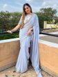 Anouk Grey Embroidered Pure Georgette Saree Cheap