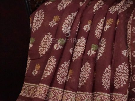 Brown Colour With Motif Design Semi Chanderi Saree By Gayathri Reddy Designer Studio on Sale