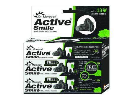 Dr. Morepen Active Smile Charcoal Toothpaste with Bamboo Brush For Discount