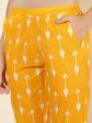 Janasya Women s Yellow Cotton Ikkat Printed Casual Straight Co-ords Discount