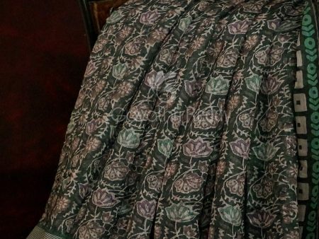 Dark Bottle Green Colour Mosaic Design Semi Chanderi Saree By Gayathri Reddy Designer Studio Online Sale