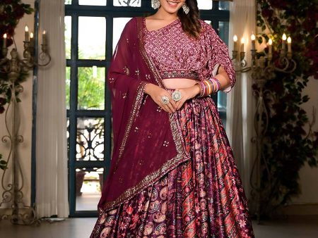 Women s Wedding Traditional Mulberry Dull Satin Lehenga Choli - Kaushlya Fashion