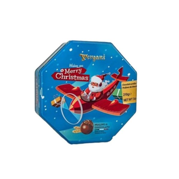 Ajfan Milk Chocolate Hazelnut Pralines in Flying Santa Gift Tin Sale