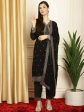 Aastha Fashion Women s Black Georgette Resham Thread & Sequin Kurta with Trouser & Dupatta Hot on Sale