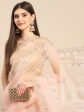 Anouk Pink Sequinned Organza Saree With Embroidered Border Hot on Sale