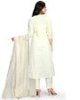 Aastha Fashion Women s Off White Cotton Flex Embroidered Kurta with Trouser & Dupatta Hot on Sale