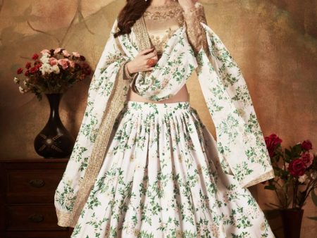 Aastha Fashion Women s Breathtaking Off-White Sabyasachi Floral Printed Organza Silk Party Wear Lehenga Choli With Blouse Hot on Sale