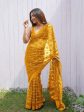 Anouk Mustard Embellished Sequinned Net Saree Online Hot Sale