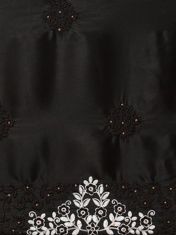 Anouk Black Ethnic Motifs Beads and Stones Satin Saree Discount