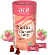 Ace Nutrimony Biotin Balanced Beauty Hair Gummies for Skin and Nails with Clinically Proven Keranat, Biotin - Strawberry Online now