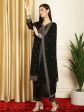 Aastha Fashion Women s Black Georgette Resham Thread & Sequin Kurta with Trouser & Dupatta Hot on Sale