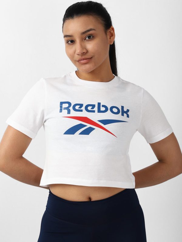 Reebok Training App Brand Logo Printed Crop Pure Cotton T-Shirt For Sale