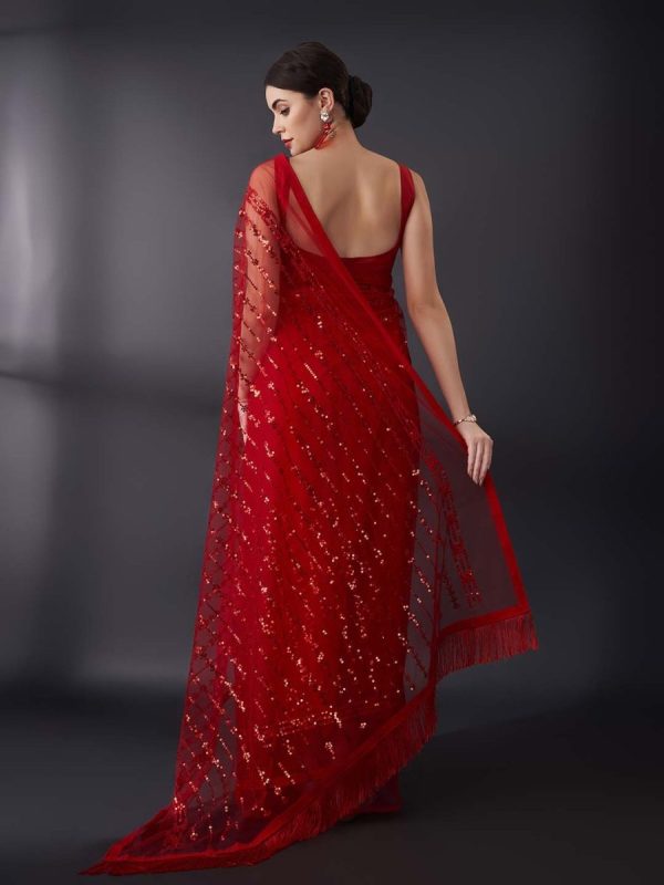 Anouk Sequinned Embellished Net Saree For Sale