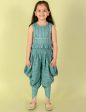 Lil Drama Girls Top With Dhoti Set - Sea Green Cheap