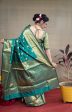 Aastha Fashion Sea Green Woven Paithani Silk Saree with Blouse on Sale