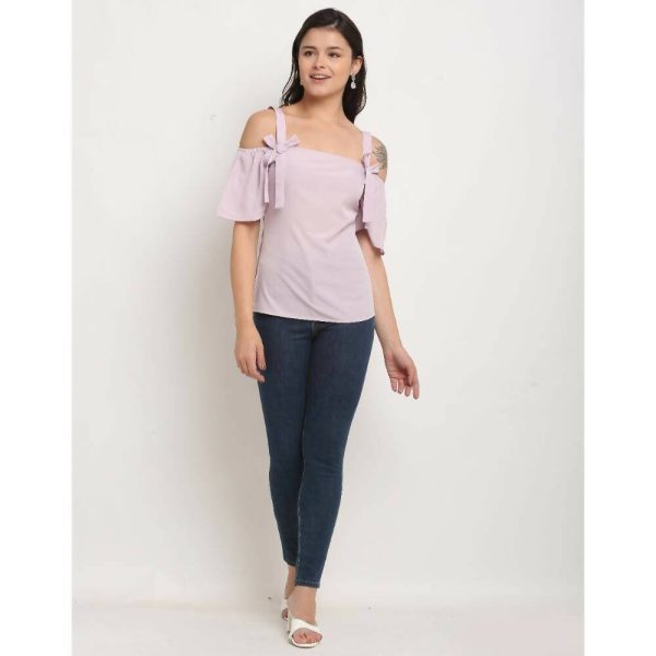 Aastha Fashion Women s Light Purple Polyester Solid Casual Top Supply