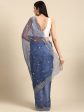 Anouk Navy Blue & Silver-Toned Sequinned & Woven Design Organza Saree Fashion