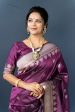 Aastha Fashion Wine Woven Banarasi Silk Saree with Blouse For Discount