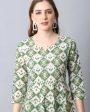 Aastha Fashion Women s Bottle Green Cotton Embroidered Kurta with Trouser & Dupatta on Sale