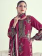 Aastha Fashion Women s Magenta Muslin Floral Digital Print with Resham Thread work Kurta with Trouser & Dupatta Online now