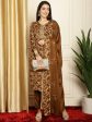 Aastha Fashion Women s Brown Pashmina Floral Digital Printed Kurta with Trouser & Dupatta on Sale