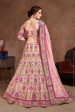 Aastha Fashion Women s Arresting Pastel Pink Colored Bridal Wear Designer Embroidered Lehenga choli Cheap