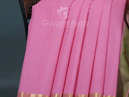 Dual Shades of Baby Pink With Contrast Blouse Pure Mangalgiri Cotton By Gayathri Reddy Designer Studio Hot on Sale