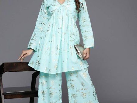 Ahalyaa Women s Traditional Wear Co-ods - Blue Sale