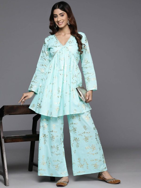 Ahalyaa Women s Traditional Wear Co-ods - Blue Sale