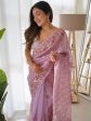 Anouk Mauve-Coloured Ethnic Motifs Embroidered Sequinned Organza Saree Online Sale