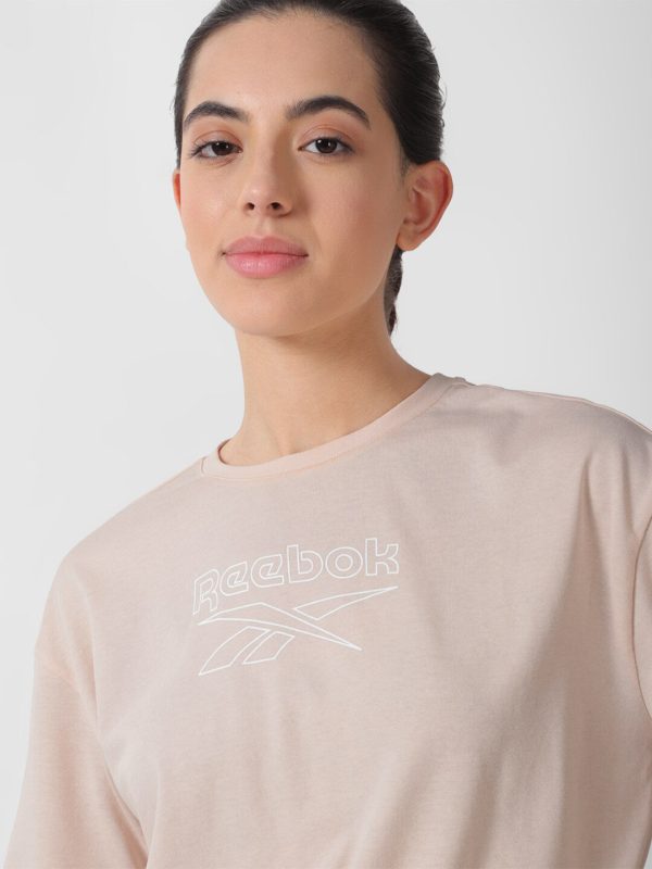 Reebok Brand Logo Printed Round Neck Crop T-Shirt Fashion