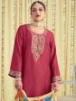 Aastha Fashion Women s Coral Raw Silk Cording with Resham Thread work Kurta with Trouser & Dupatta Supply