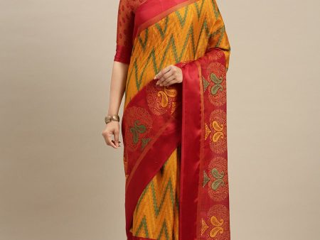 Aastha Fashion Women s Mustard Zari Woven Kota Silk Saree with Blouse Sale