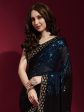 Anouk Black & Blue Embellished Sequinned Pure Georgette Saree Online Hot Sale