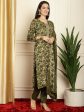 Aastha Fashion Women s Green Pashmina Floral Digital Printed Kurta with Trouser & Dupatta Fashion