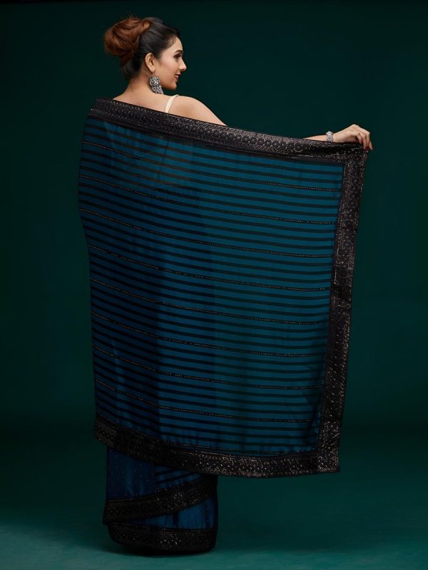 Anouk Striped Beads and Stones Saree Supply