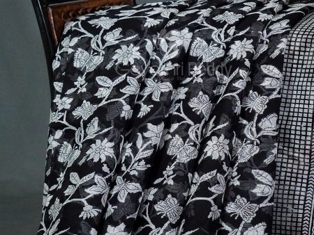 Black And White Colour Block Print Pure Kota Cotton Saree By Gayathri Reddy Designer Studio For Cheap