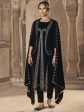 Aastha Fashion Women s Black Velvet Floral Resham Thread with Jari work Kurta with Trouser & Dupatta Sale