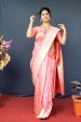 Aastha Fashion Peach Woven Banarasi Silk Saree with Blouse Discount